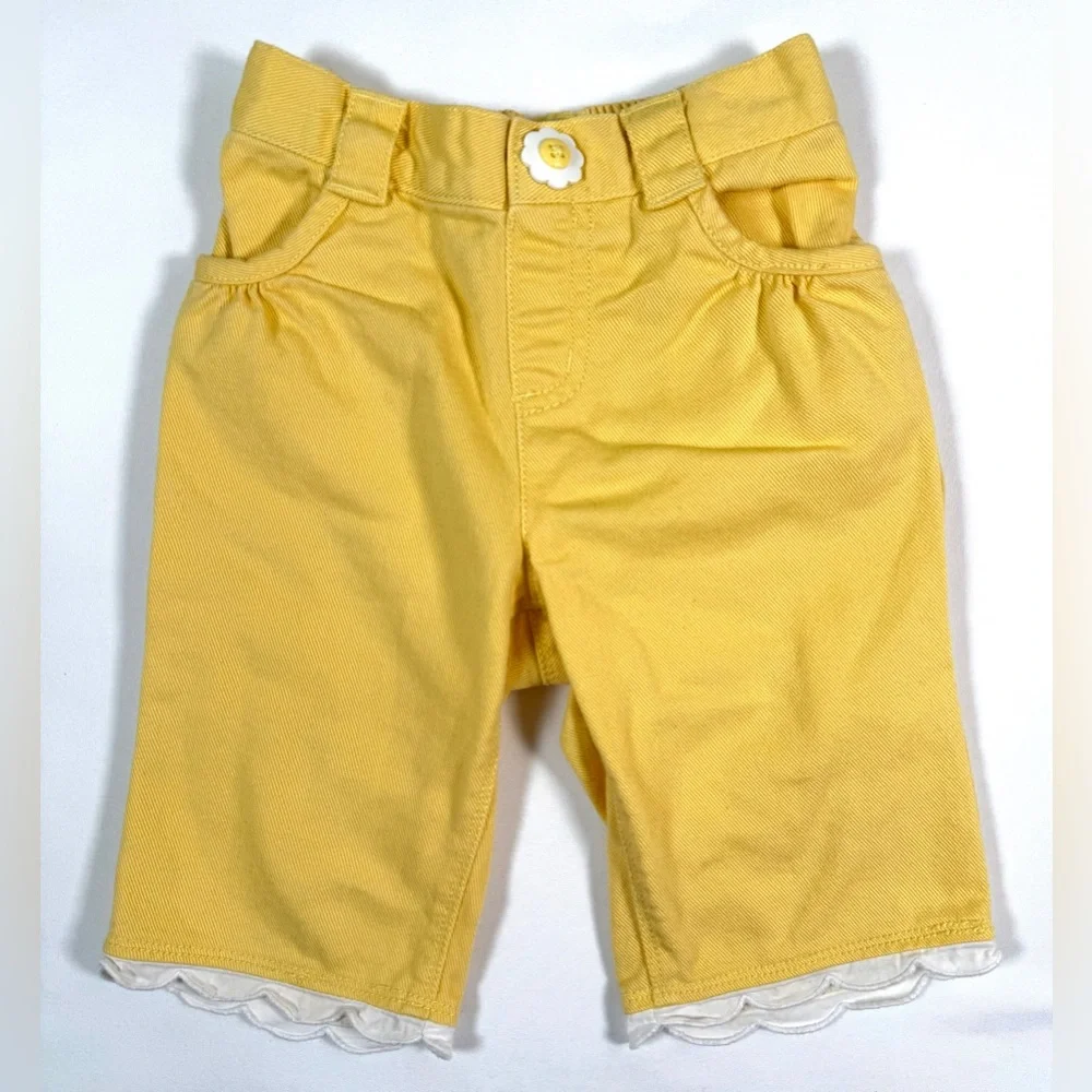 GYMBOREE Girls Bright Idea Daisy Scallop Shorts 18-24M Spring Yellow Cottagecore